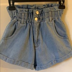 Pacsun paper bag waist denim mom shorts.
